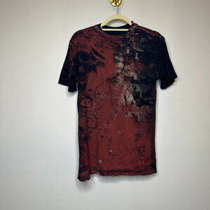 Archaic by Affliction Black Brass Skulls Short Sleeve T-shirt Men's Small